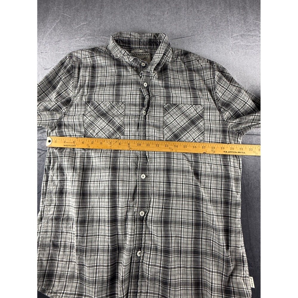 Warp & Weft Mens Grey Plaid Long Sleeve Button Down Cotton Shirt Size L - Picture 9 of 10